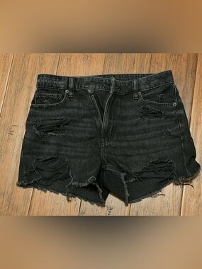American Eagle Outfitters Distressed Black Denim Shorts